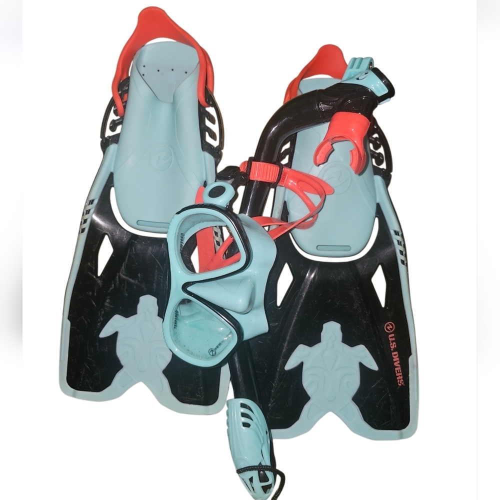 U. S. Divers Kids Snorkel Set - Aqua and Coral